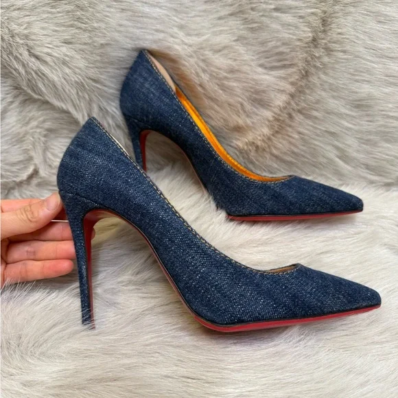 Christian Louboutin Blue Heels with Metallic Interior - Picture 2 of 6